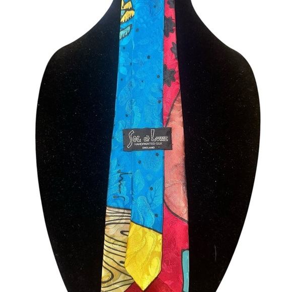 Sol et Lune Colorful Handpainted Silk Tie- England - Picture 7 of 7